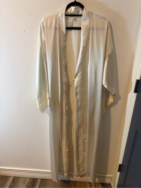 Vintage Christian Dior Lace Satin White Robe Neiman Marcus Pockets Women’s M